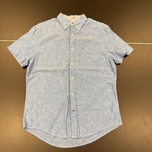 Mens Tommy Hilfiger Short Sleeve Casual Button Down Linen Shirt~Size Med.